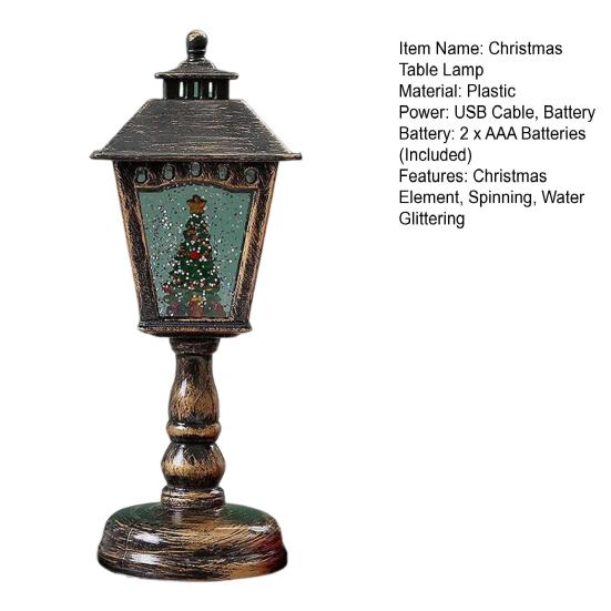 Christmas Snow Globe Stearinlys Lampe Batteridrevet nifsende spinnende vann Glitrende snømann Juletre Nattlys