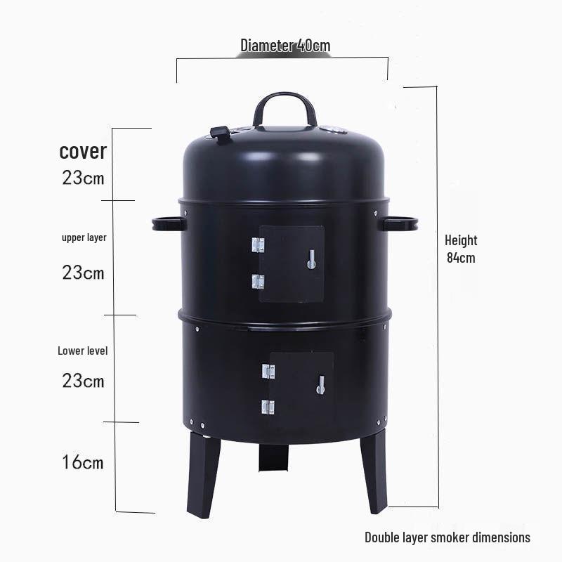 Double-layer Multi-functional Charcoal Smoker Oven for Roasting, Stewing, Grilling, and Smoking Meat & Sweet Potatoes