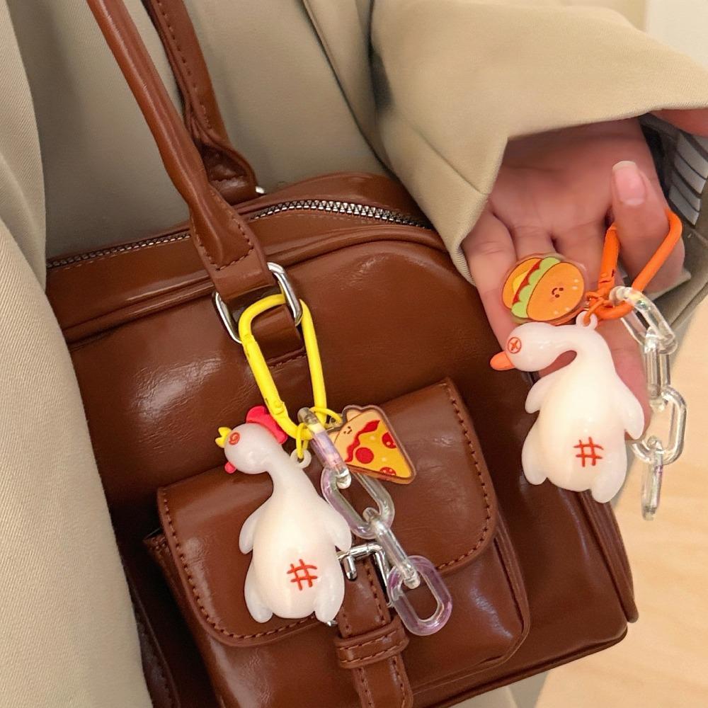 Funny Detect UV Color Change Duck Pendant Cartoon Roast Chicken Keychain  Backpack Decor
