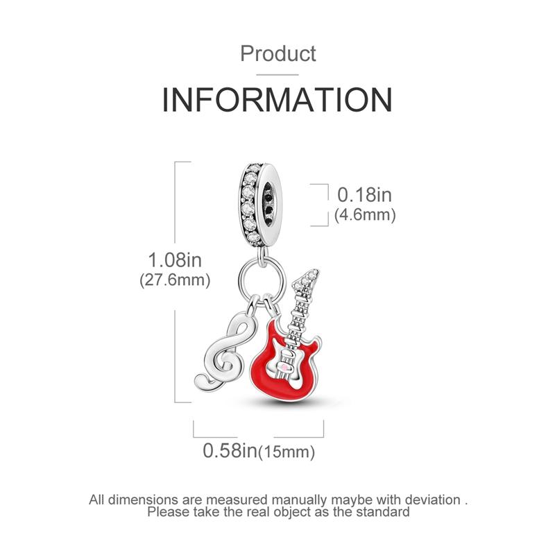 Red Guitar Note Rock Pendants Plata R Original Beads Fit Originalcharms Bracelet Beads Jewelry Gifts For Women