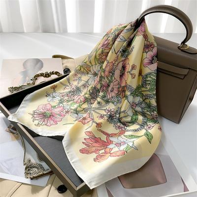 Sciarpa quadrata di lusso in seta da donna, stampata, in raso, per capelli primaverili, foulard, bandana, sciarpa, cravatta, scialle