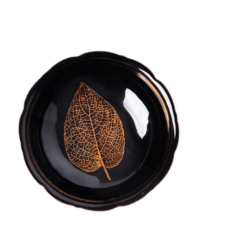 300ML Pottery Wooden Leaf Tea Cup Glaze Yaochang Tianmu Kiln Variable Jiancha Wooden Leaf Firing Medium Temperature Glaze