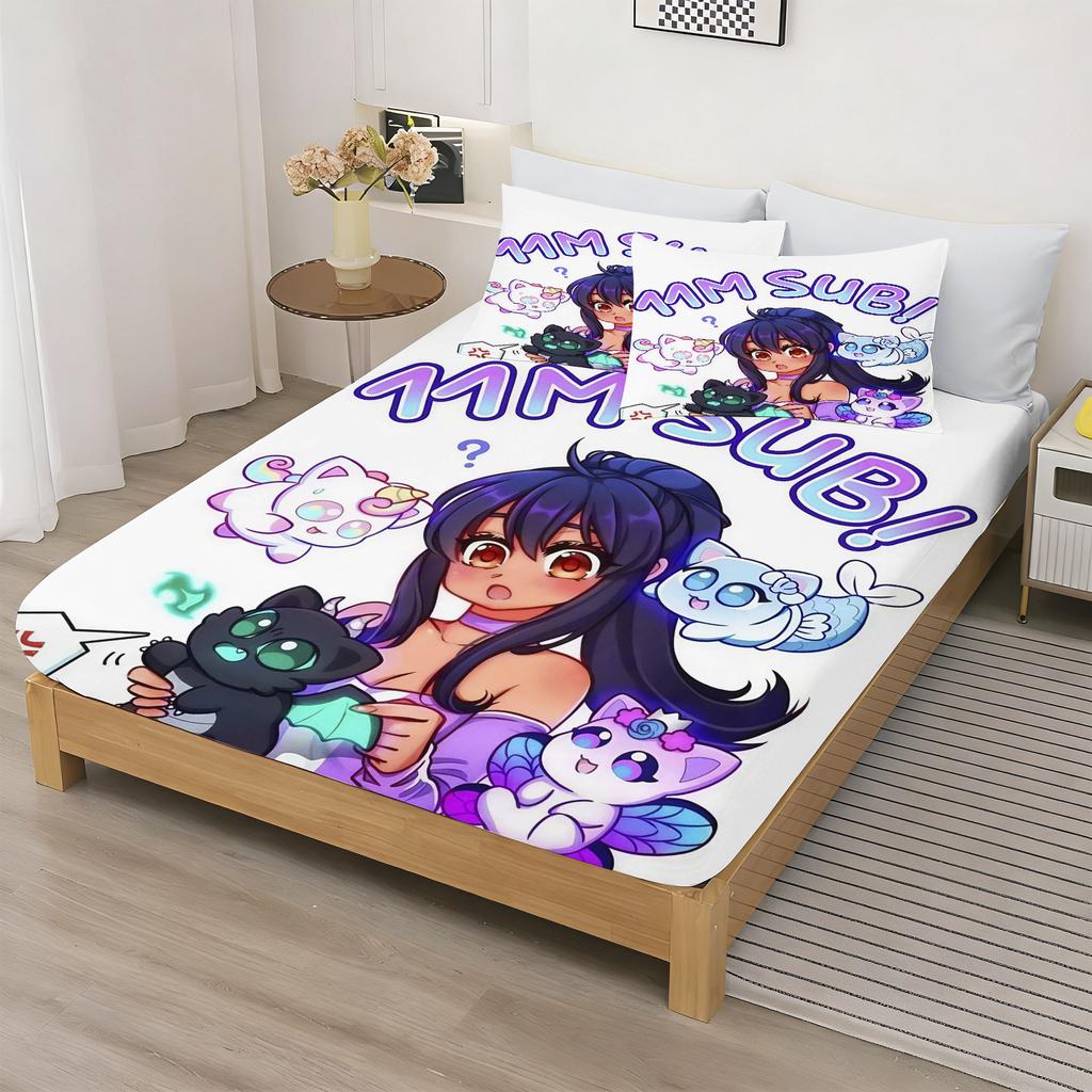 Lenzuolo con Angoli Bambini Kawaii Cartone Animato Aphmau Copertura Baby Adolescente Lenzuola Copertura Elastico Biancheria da Letto Stampa Digitale Carina