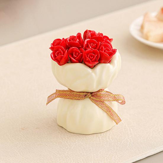 Rose Ceramic Fruit Fork Set with Storage Jar Creative Dessert Picks Practical Fruit Serving Utensils for Appetizers Cheese Snacks