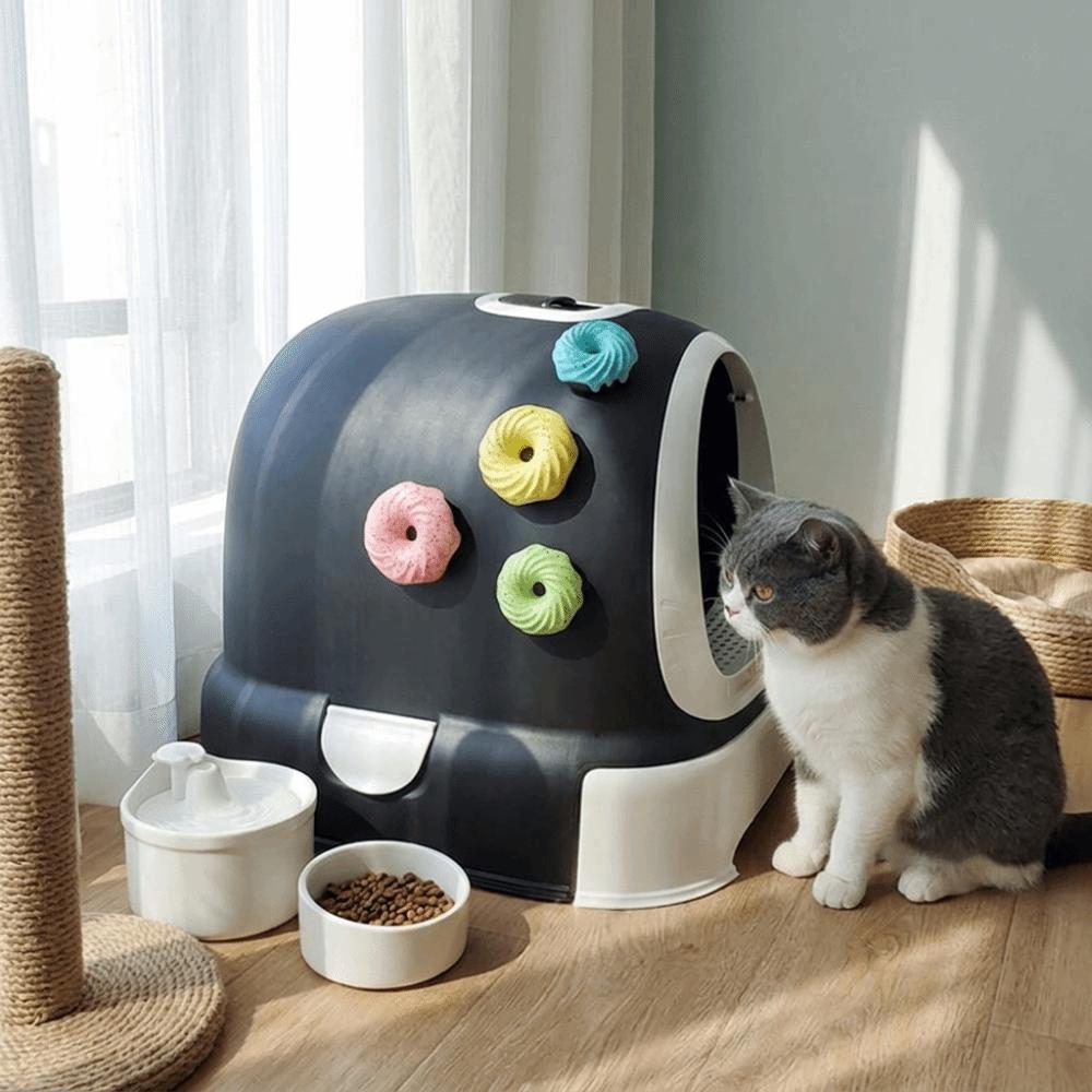 4pcs Donut Shaped Pet Deodorizer Light Fragrance Litter Box Odor Remover Pet Travel Carrier