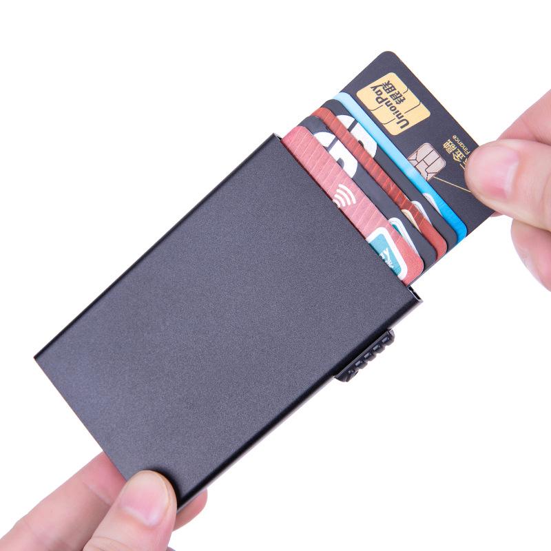 Automatic Pop-Up RFID Card Holder - Anti-Theft Aluminum Alloy Sleeve