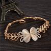 Stylish Women New Fashion Opal Gold Color Crystal Rhinestone Flower Charm Bracelet Bangle Gift Jewelry