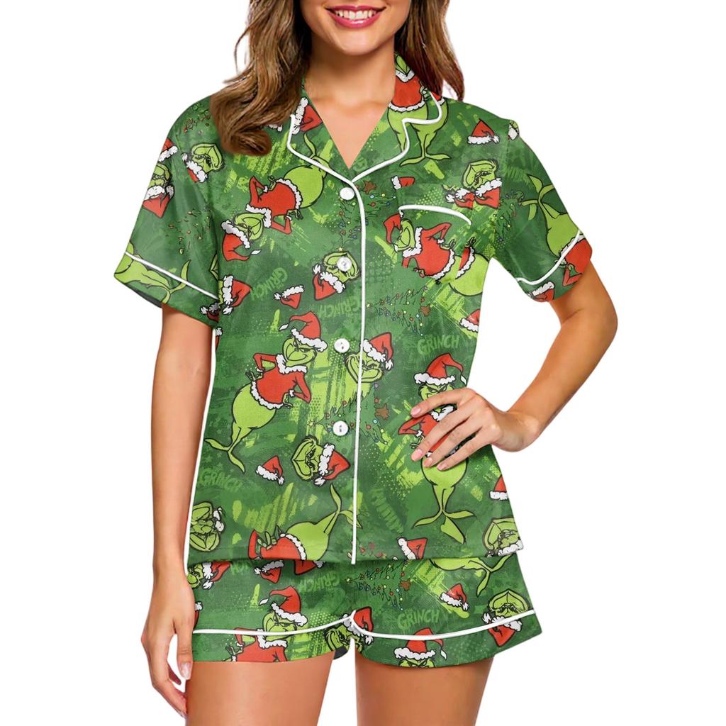Women's Fashion Home Pajama Set Home Clothes Short Sleeve Pajamas Shorts Two-piece Set