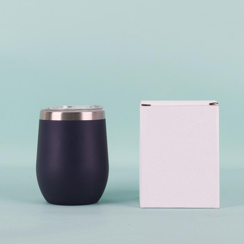 50pcs Custom 12oz double wall stainless steel wine tumbler insulated vacuum egg shape wine tumbler with sliding lids