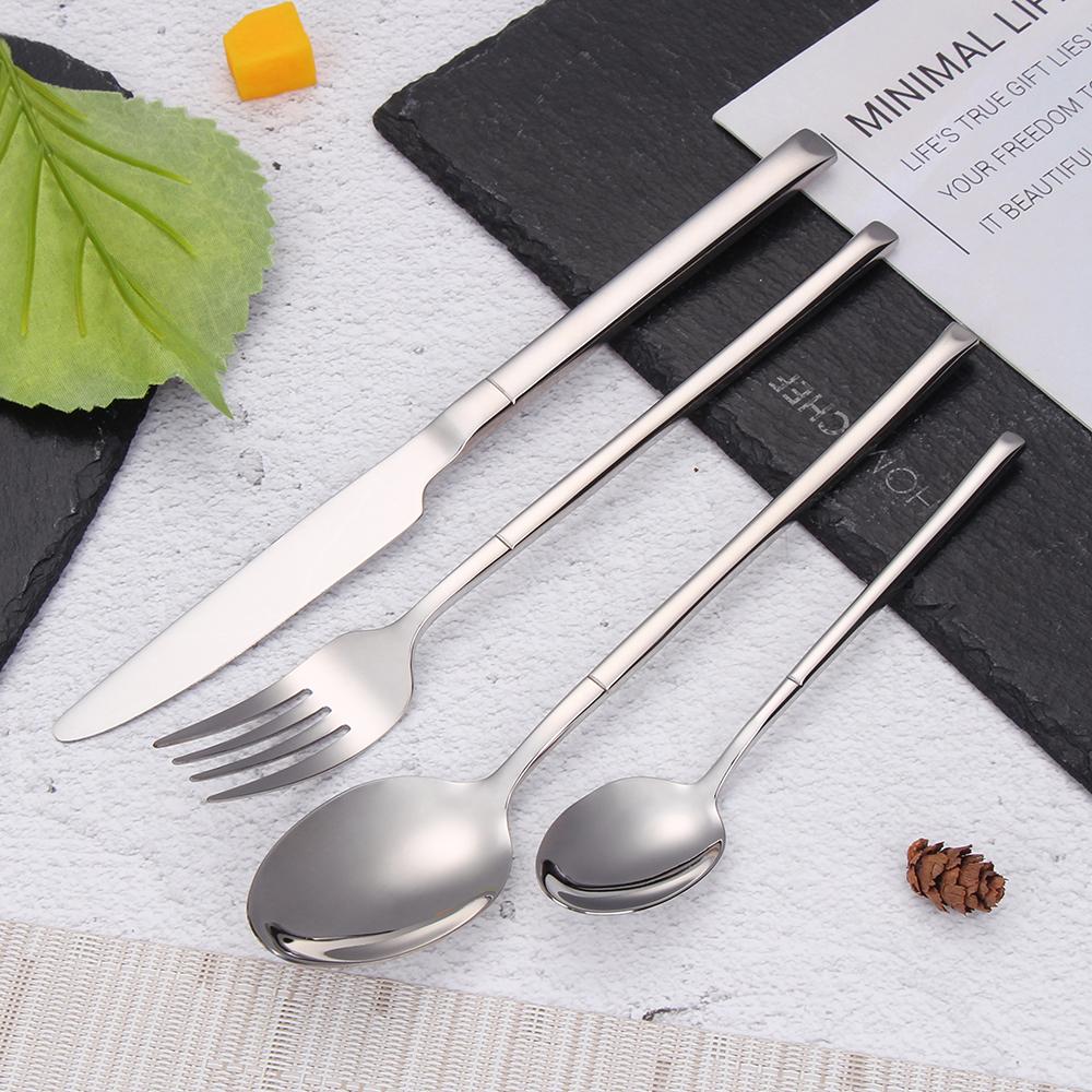20/24/28 Pieces Sliver Tableware Stainless Steel Western Cutlery Sliverware Mirror Dinner Set Knife Spoon Fork Kitchen Utensils