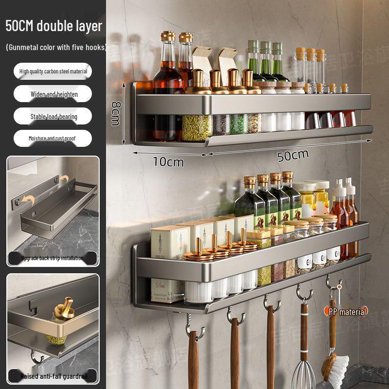 Portaspezie da Parete Color Antracite - Scaffali da Cucina Senza Foratura