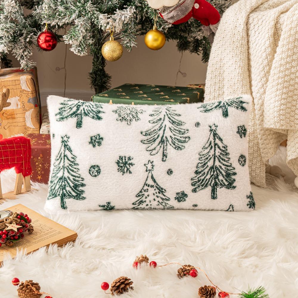 Delicate Christmas Pillowcase Soft Knitted Square Cover Xmas Tree Pattern Home Decor Case for Couch