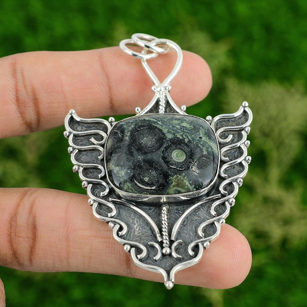 Daughters Day Sale 925 Sterling Silver Kambaba Jasper Stone Anniversary Pendant