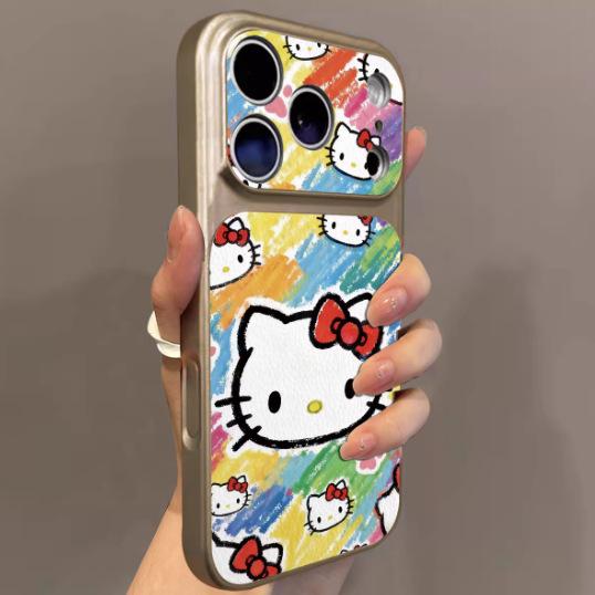 Applicable to iphone11pro mobile phone case painted big head Hello Kitty iPhone11 2-in-1 lambskin 11