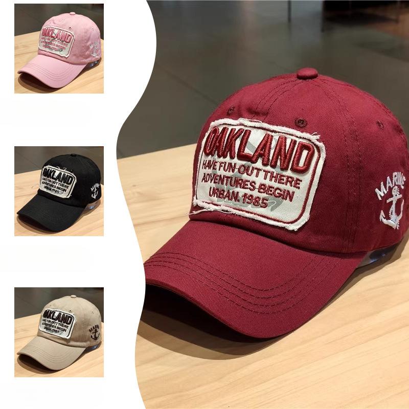 Korean Version of American Retro Baseball Cap Big Head Letter Casual Baseball Cap Women's Red Wide Brim Showing Face Small Hat