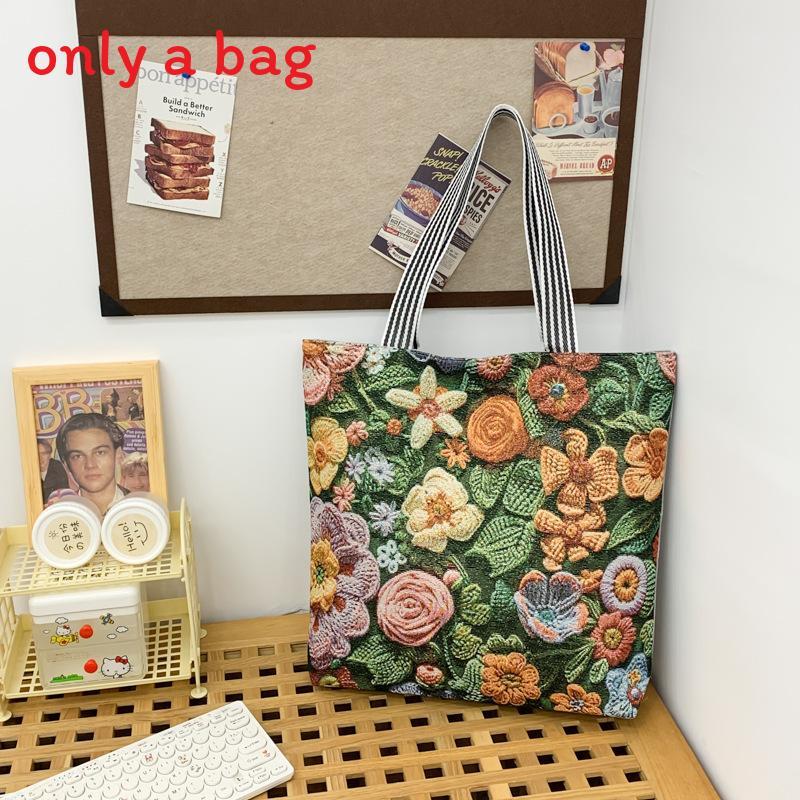 Peacock Canvas Tote Bag With Embroidery And Large Capacity For Daily Use