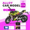 1:12 V4S R1M Motorfiets Speelgoed Miniatuur Auto Diecast Legering Model Geluid Licht Voorwiel Stuuring Schokdemping Voertuigen Kinder Cadeau