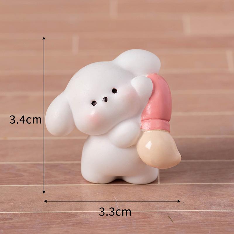 Mini Malerei Kleine Weiße Hund Figur Cartoon Welpe Ornament Mikro Landschaft Auto Innenraum Heim Desktop Dekoration