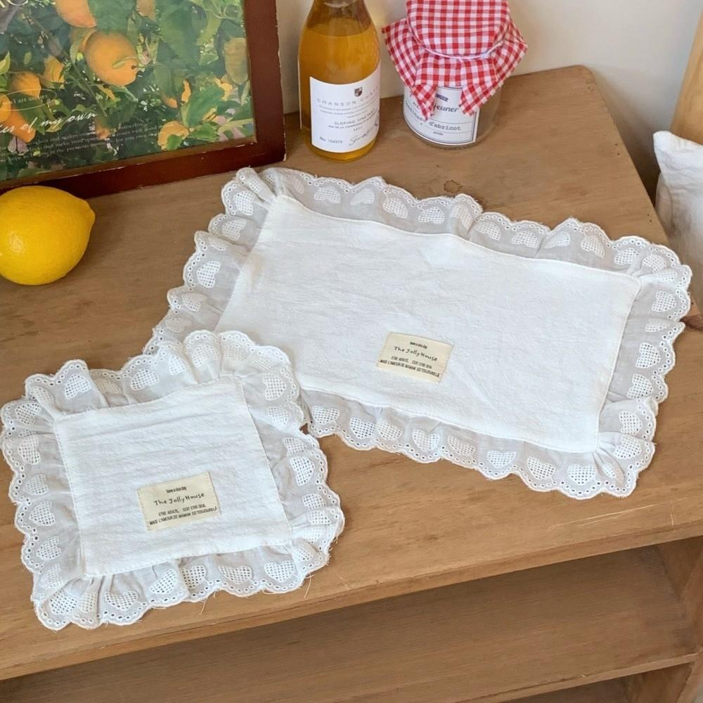 Dust-proof Material Lace Ruffle Placemats Cotton Fabric Soft Flounced Napkins Home Dining