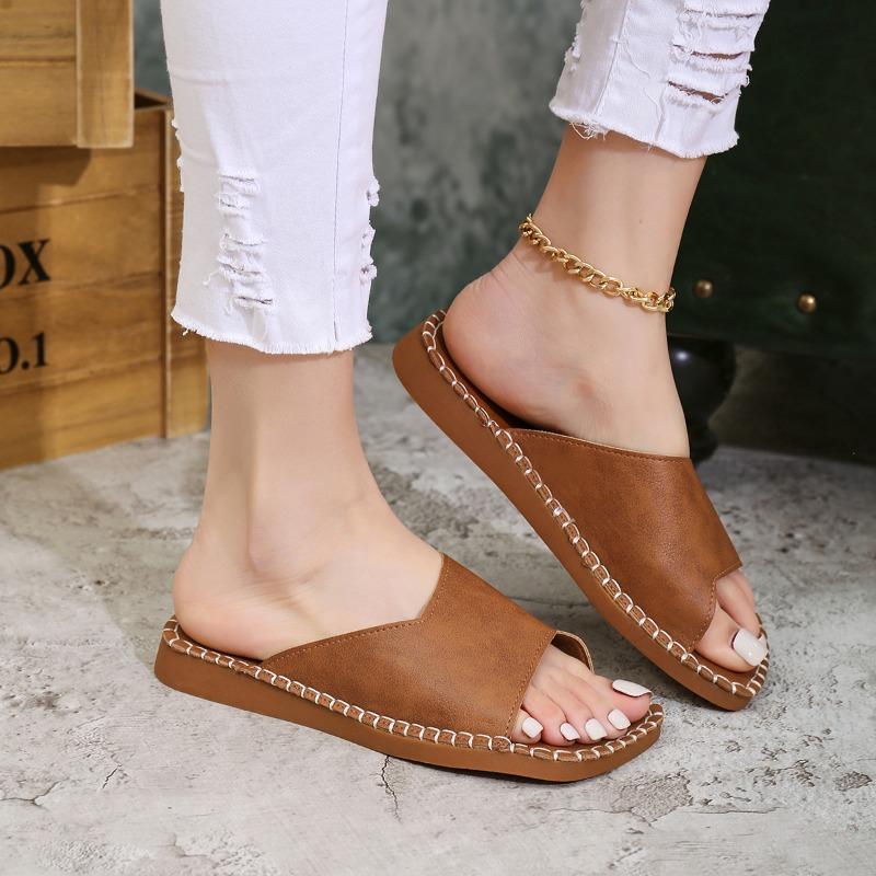 Women Slippers  Summer Luxury Fashion Flat Sandals Open Toe Non-Slip Outdoor Beach Slippers Slides Women