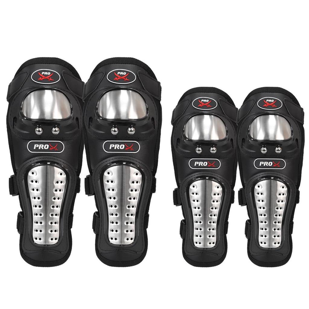 PRO X Motorcycle Anti-Fall Stainless Steel Knee & Elbow Pads Set for Off-Road Riding