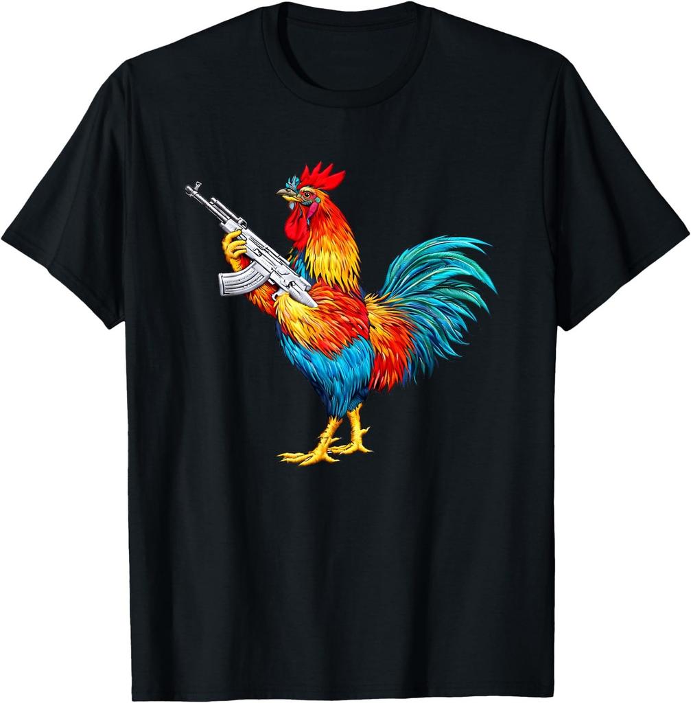 Chicken with Gun Funny for Men Women T-Shirt