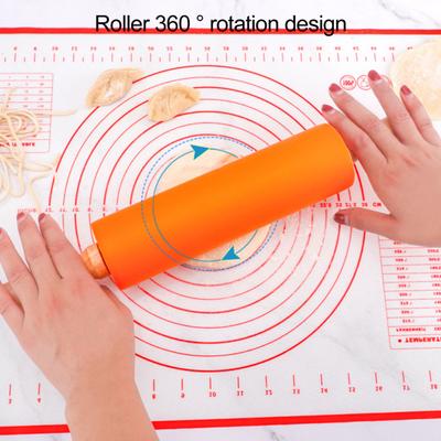 2 Pcs Small Rolling Pins Children DIY Baking Tool Food Grade Silicone Non-sticky Wooden Handle Smooth Edge Dumpling Dough Kis Rolling Pins Toy
