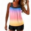 Women’s Gradient Tankini Set with Scoop Neckline and Sleeveless Top Two Piece Swimwear with Comfortable Shorts