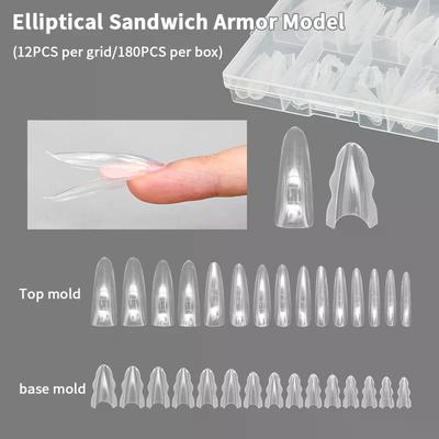 180 ks/krabička Sandwich Duální nehtové formy 15 velikostí Prodloužení-Duální formy Rakev Mandle Nehtové formy Salonní nástroje pro nehtové umění