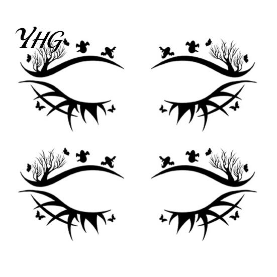 Waterproof Cosplay Makeup Transfers 2 Pairs Halloween Eye Tattoo Stickers, Temporary Face Decals with Quick Art for Novices Pumpkin Bat Spider