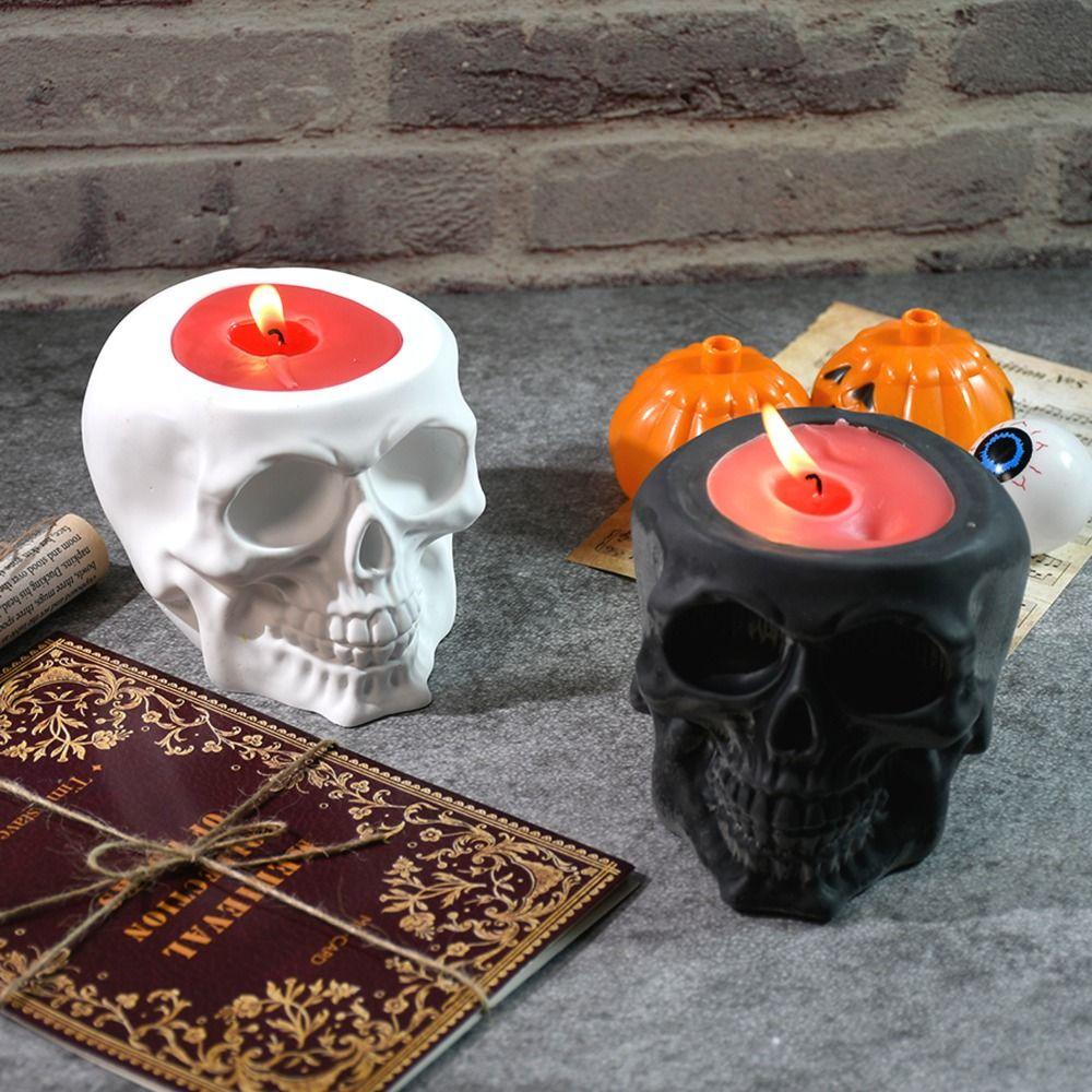 3D Skull Candle Jar Molds Creative Halloween Candle Jar Mold Skull Resin Molds  for Beginners