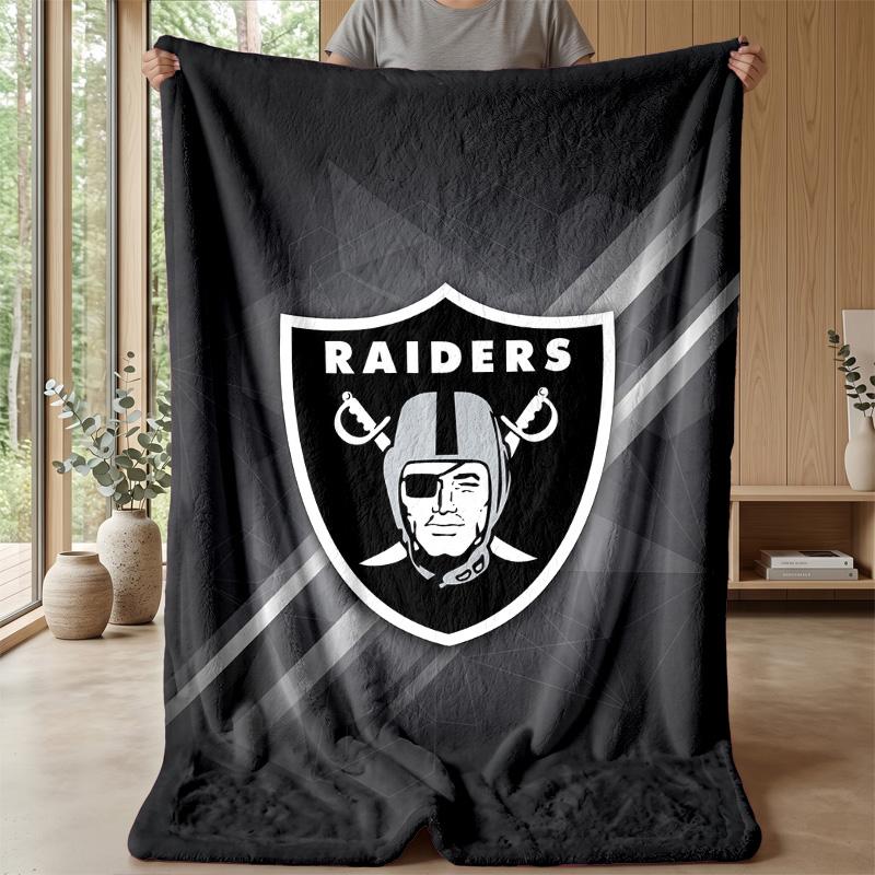 Las Vegas Raiders Flannel Fleece Blanket Cozy Warm Throw Blanket For Couch Bed Travel All Season Use