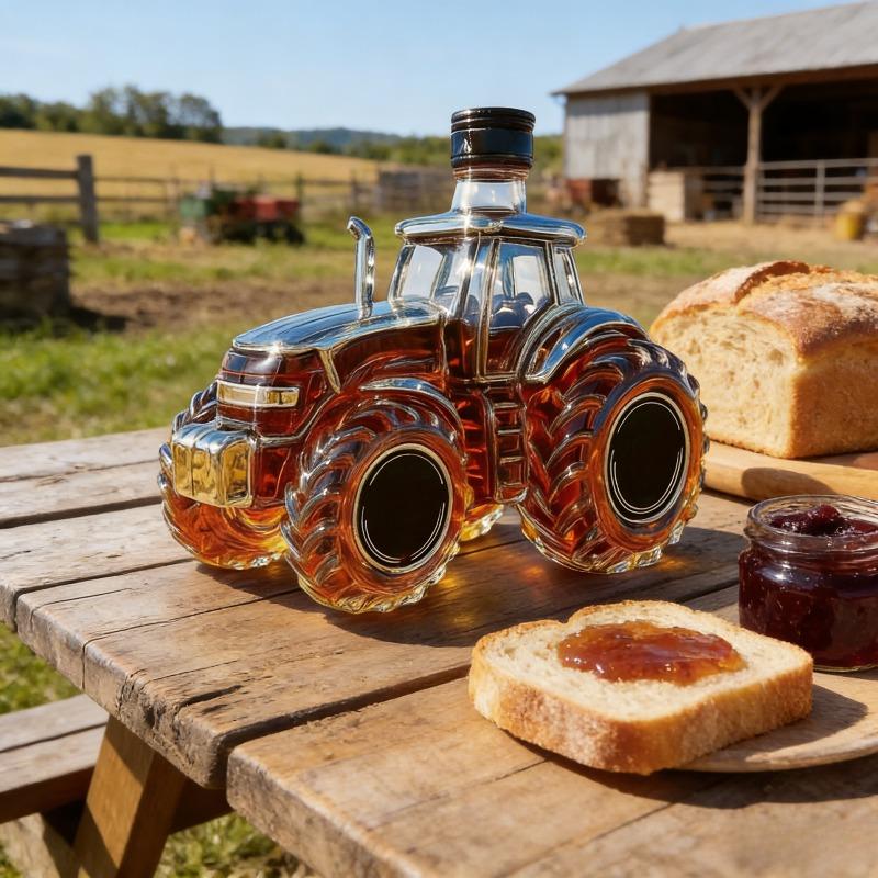 Liquor Decanter 300ml Tractor Design Drink Container Glass Whiskey Decanter Bottle for Brandy Bourbon Drinks Beverages Family