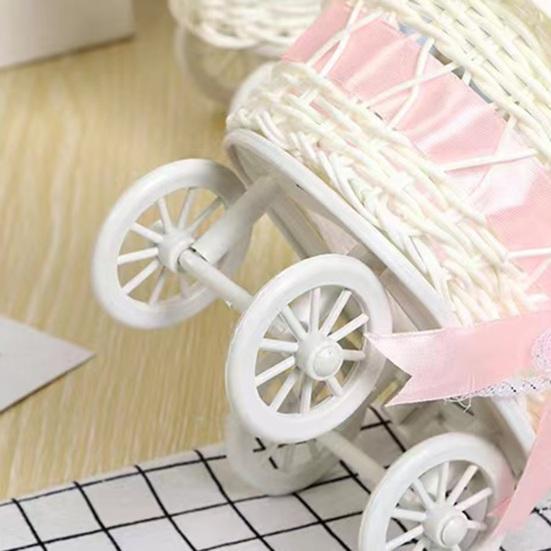 Rattanowy Koszyk na Kwiaty do Wózka Mały Tkany Koszyk do Przechowywania Uchwyt na Sztuczne Kwiaty