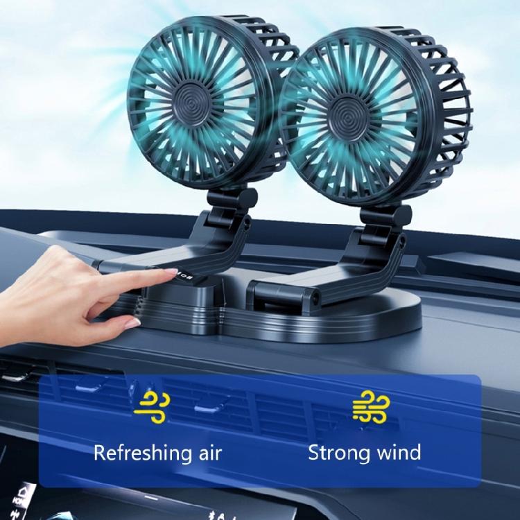 Dual Head 360° Rotation Cooling Fan USB Powered Fan 2 Wind Speed Adjustable