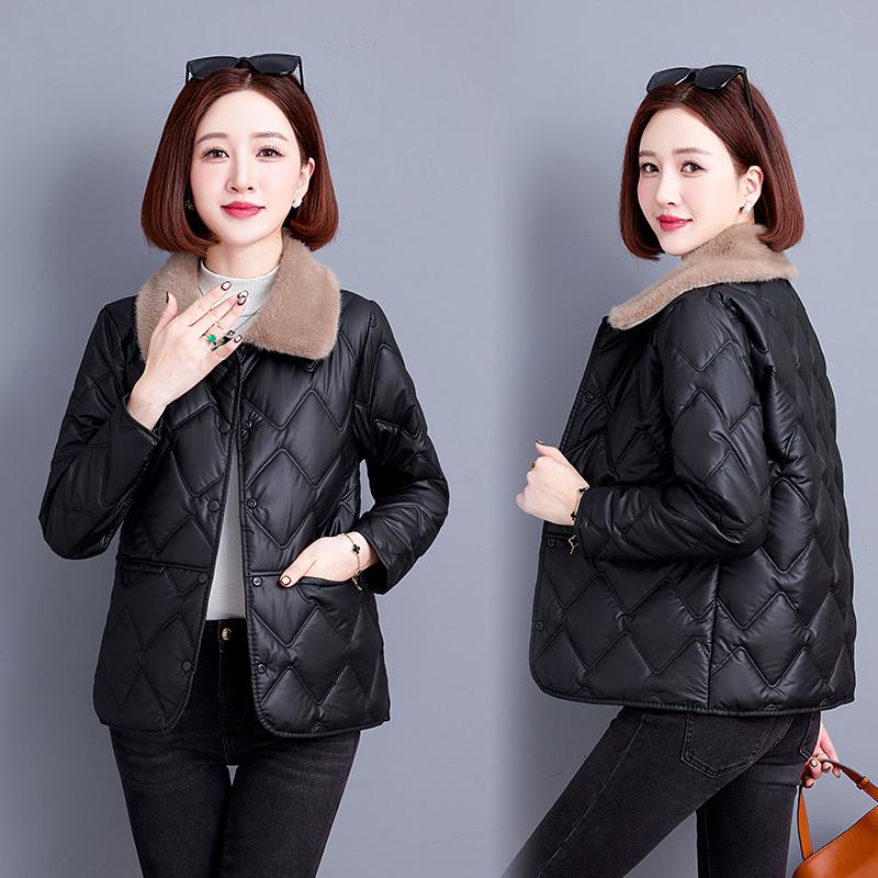 Warm Women's Cotton Padded, Thickened with Fur Collar, Short Cotton Jacket, Standing Collar Cotton Jacket, Winter Warm Cotton Jacket