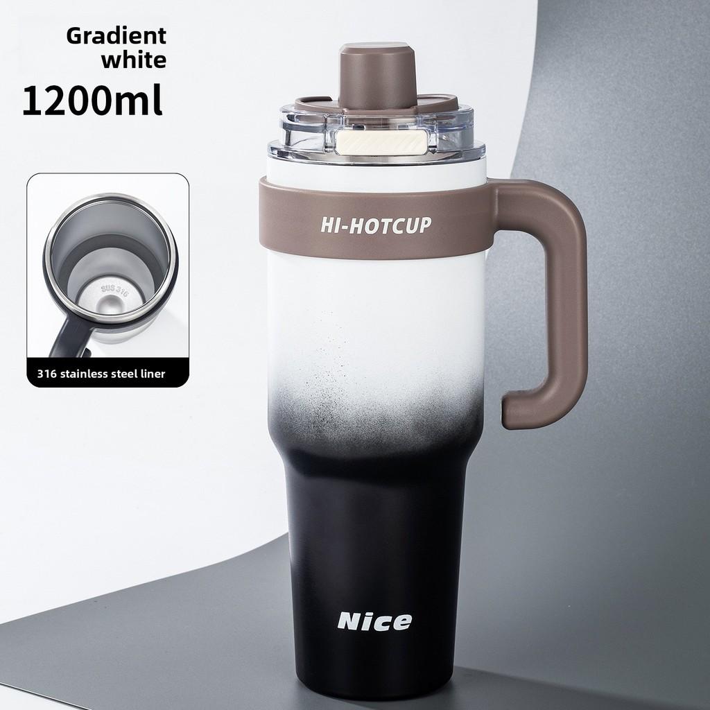 

Gradient Color Letter Printed Large Capacity Stainless Steel Cup Insulated Gradient White