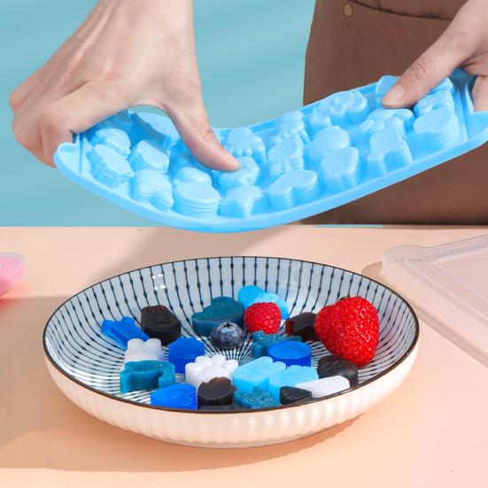 Silicone Ice Cube Tray with Lid 24 Grids Patterns BPA-Free Demold Transparent Odor-Free Dust-Proof Ice Mold