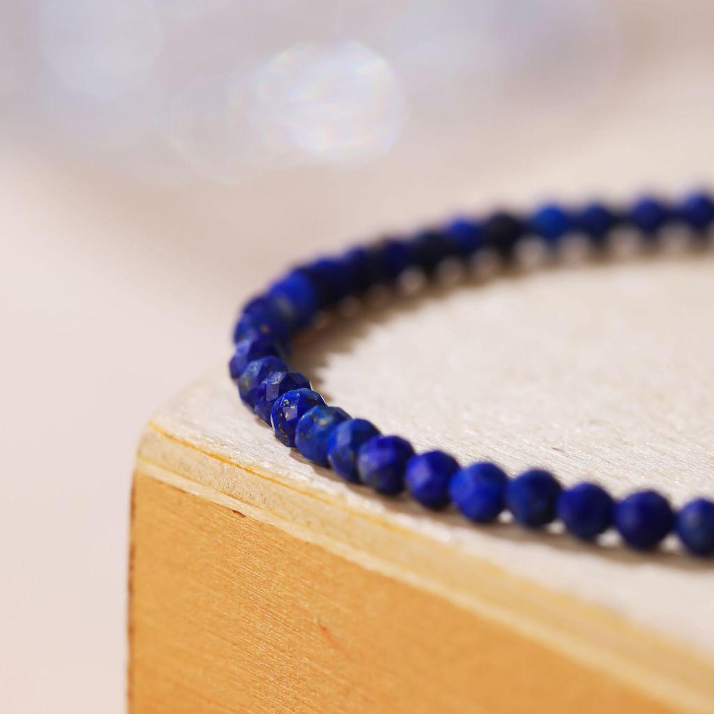 Imperial Blue Lapis Lazuli 3mm Crystal Bracelet - Elegant & Refined Design
