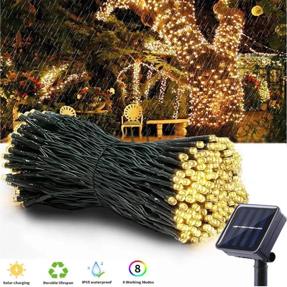 8 Modes Solar LED String Lights 50/100 LEDs, Waterproof Fairy Lights for Outdoor Garden Christmas Party, Wedding Decoration