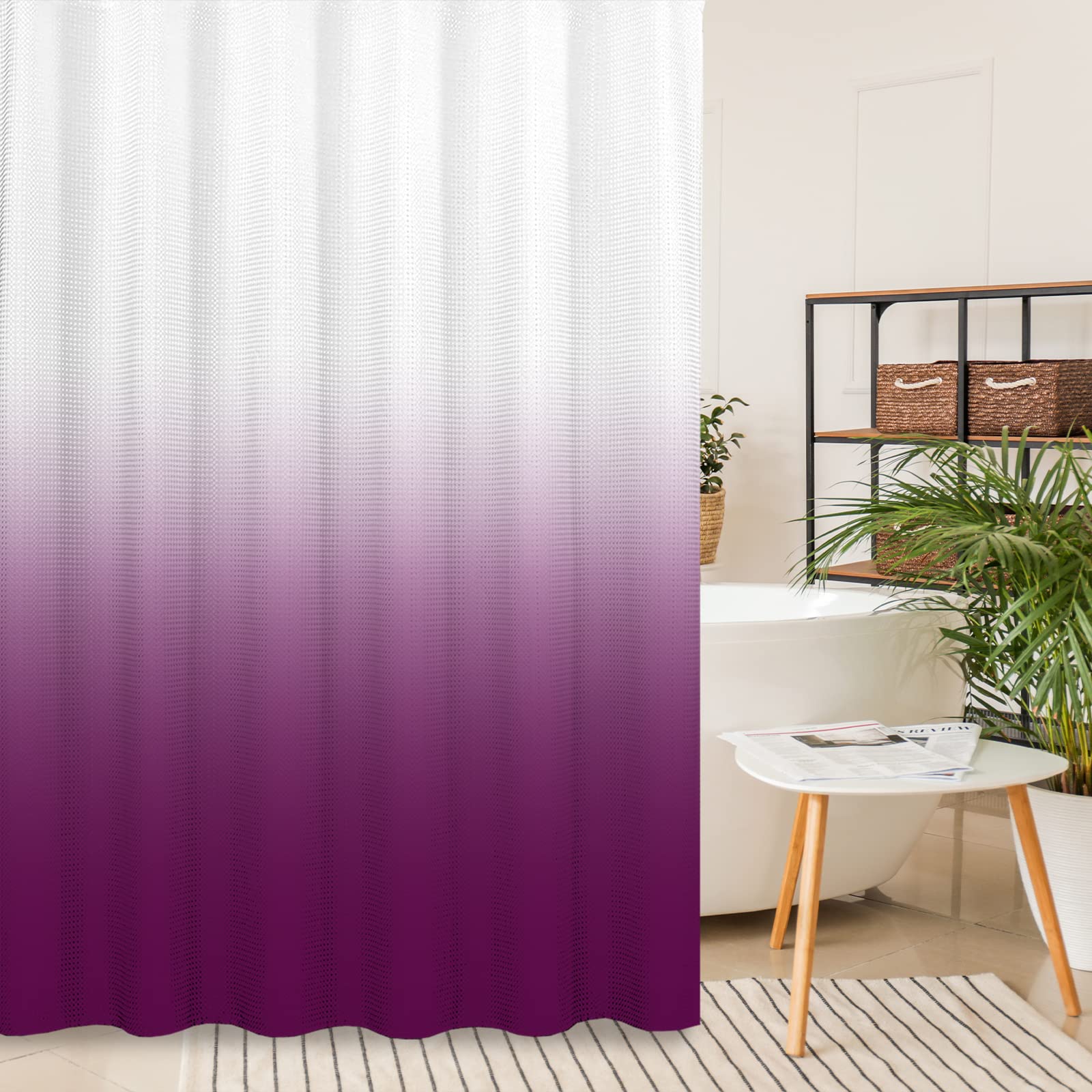 

Ombre Beige Sage Shower Curtain, Lime Green Texture Fabric Gradient Bathroom Decor Waterproof Bathroom Curtains Set with Hooks W90xH180cm