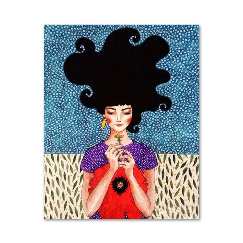 Abstract Style Girl Portrait Canvas Paintings Modern Figure Posters Prints Wall Art Pictures for Living Room Bedroom Home Decor