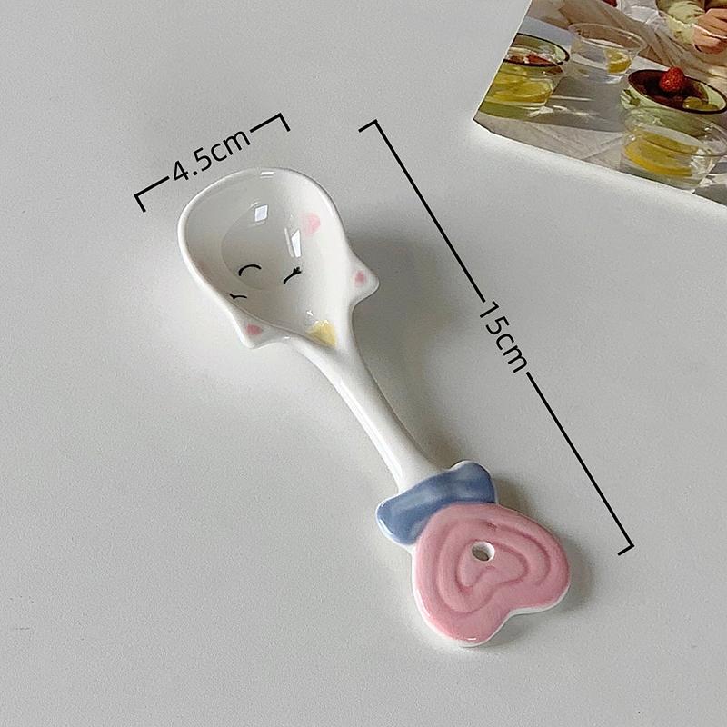 

Cute Underglaze Ceramic Spoon INS Long Handle Perfect For Home Dessert Spoon Yogurt Oatmeal