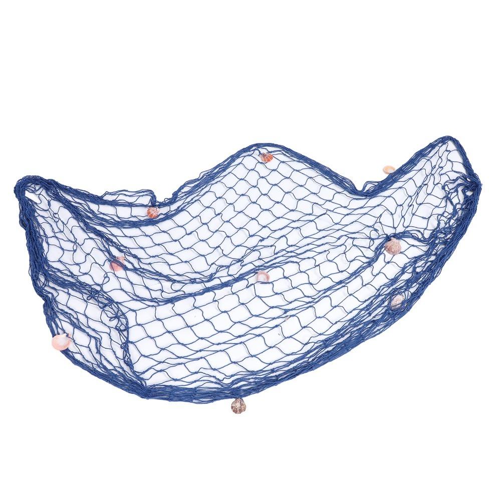 Blue Color Fishing Net Wall Hanging 59.06x78.74in Fish Net Party Decor Mediterranean Style Decor