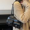 2025 Winter Retro PU Leather Double Pockets Underarm Bags For Women Y2K New Korean Fashion Female Shoulder Bag Stylish Handbags