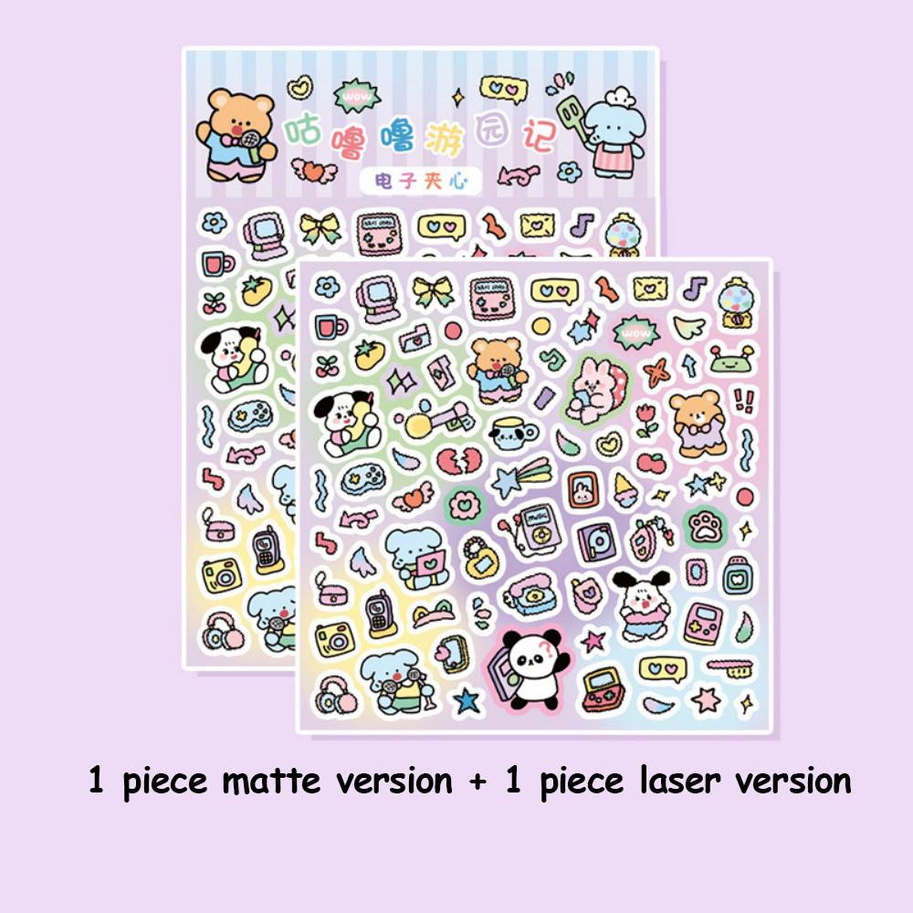 2 buc/set Kawaii DIY Goo Card Stickers Kit Drăguț Desen Animat Animal Suport Card Decorațiune Drăguț DIY Decorațiune Papetărie pentru Caiet