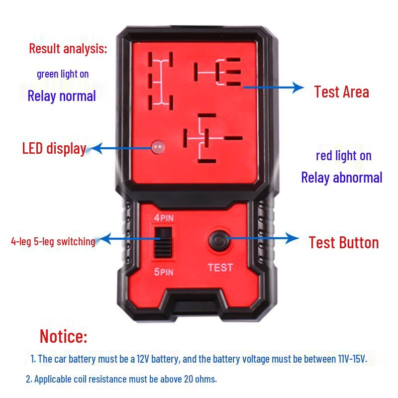 Car Relay Tester: 12V Diagnostic Instrument for Four-Pin & Five-Pin Relays
