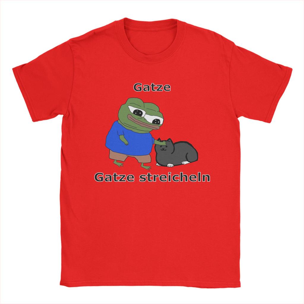 Klappa katt Husdjur Katt Meme T-shirt Män P-pepe Grodan Grym 100% Bomull T-shirts O-hals Kortärmade T-shirts Sommarkläder