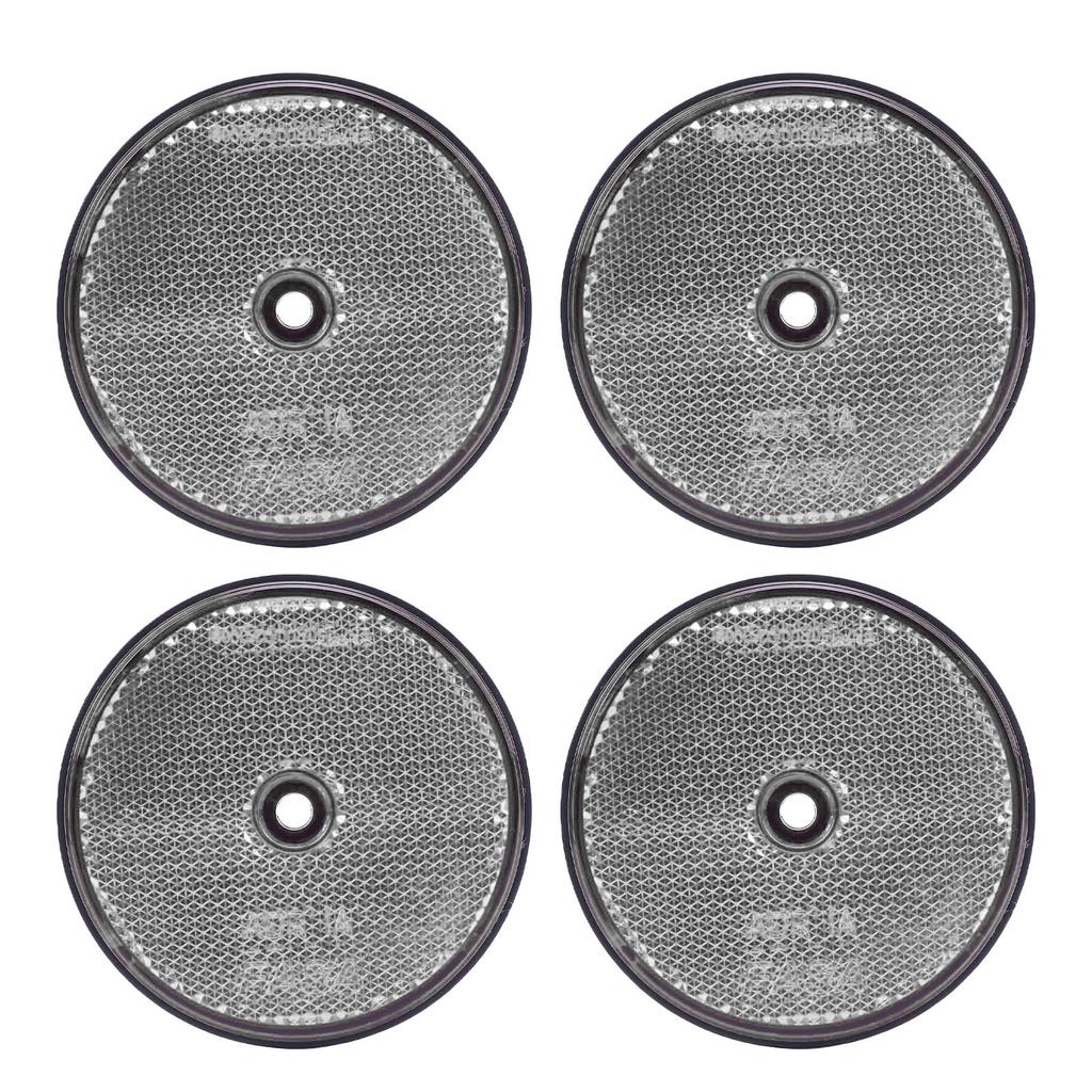 4Pcs Safety Reflectors Red Round 72mm Dia with Screw for Mailboxes Driveway Tunnels Post Cars Trailer Red