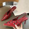 Fashion Elegant Pointed Toe Back Strap High Heels Women Fashion Metal Decoration Brand Designer Shoes Comfortable Shallow Dress Shoes